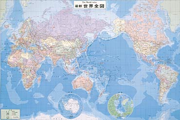 最新世界全図 行政図 軸装 山川出版社
